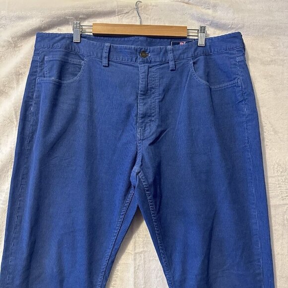 Vineyard Vines Pants Men's 38x32 Blue Corduroy Flat Front Straight Leg Preppy - Picture 2 of 13